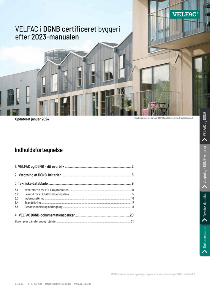 VELFAC DGNB 2023 dokumentation til nye bygninger og omfattende renoveringer